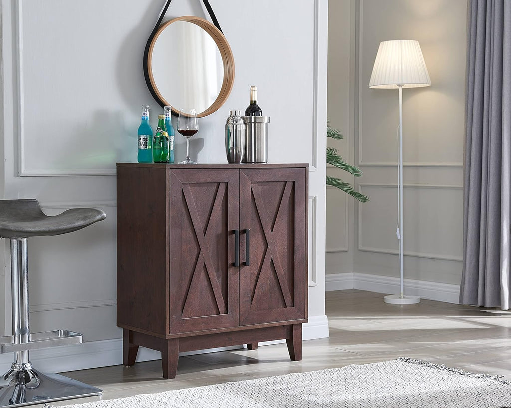 Small Cabinet with Wood Doors in Grey Wash U998652