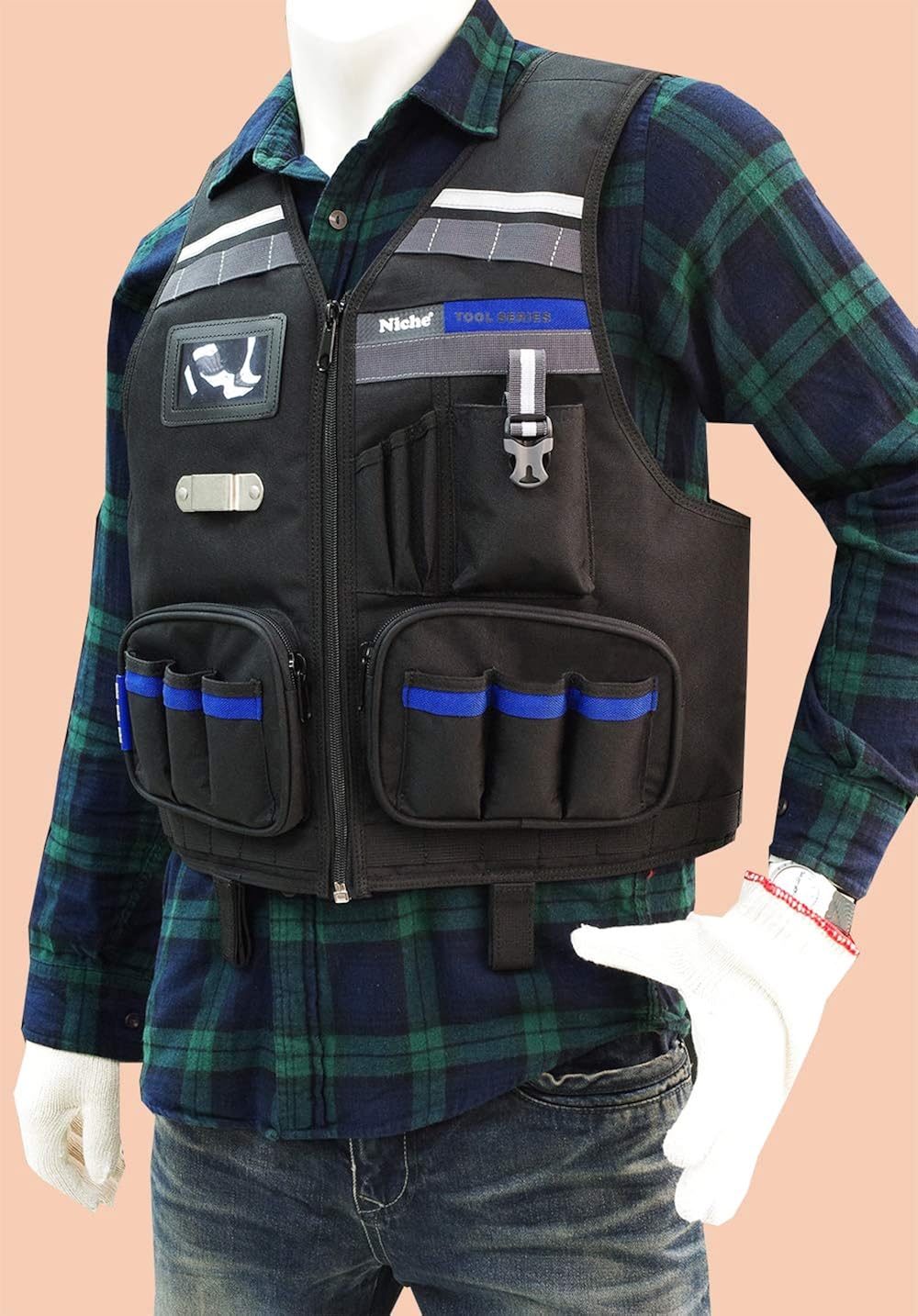 Heavy Duty Work Vest with Adjustable Straps, Tool Pockets and Reflective Stripes R9361