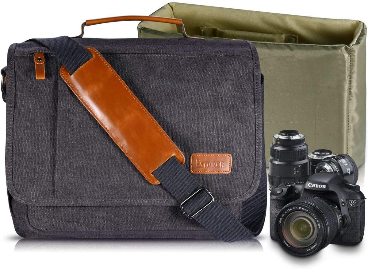 Camera Messenger Bag for DSLR Cameras Laptop 15.6inch Shoulder Bag with Camera Insert Sleeve Z90060