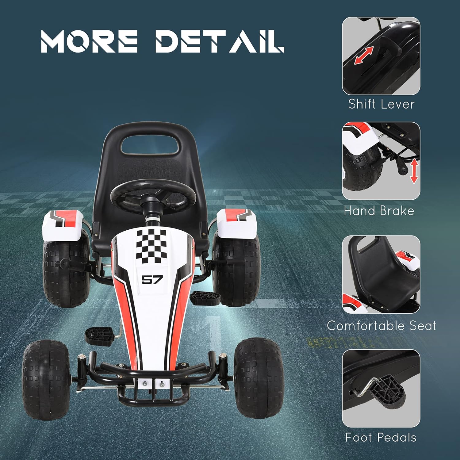 Black Pedal Go Kart with Adjustable Seat P113404