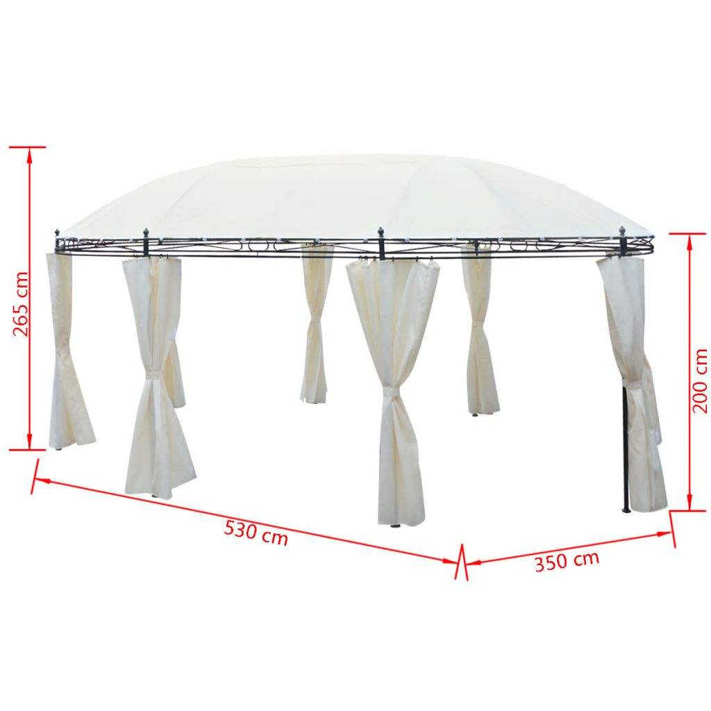 White Steel Frame Gazebo Canopy Tent Sun Shelter 208.7 x 137.8 x 104.3 Inches K260861