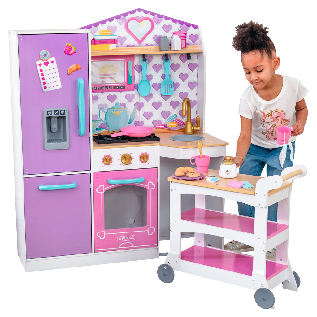 Wooden Play Kitchen with 21 Accessories W462142