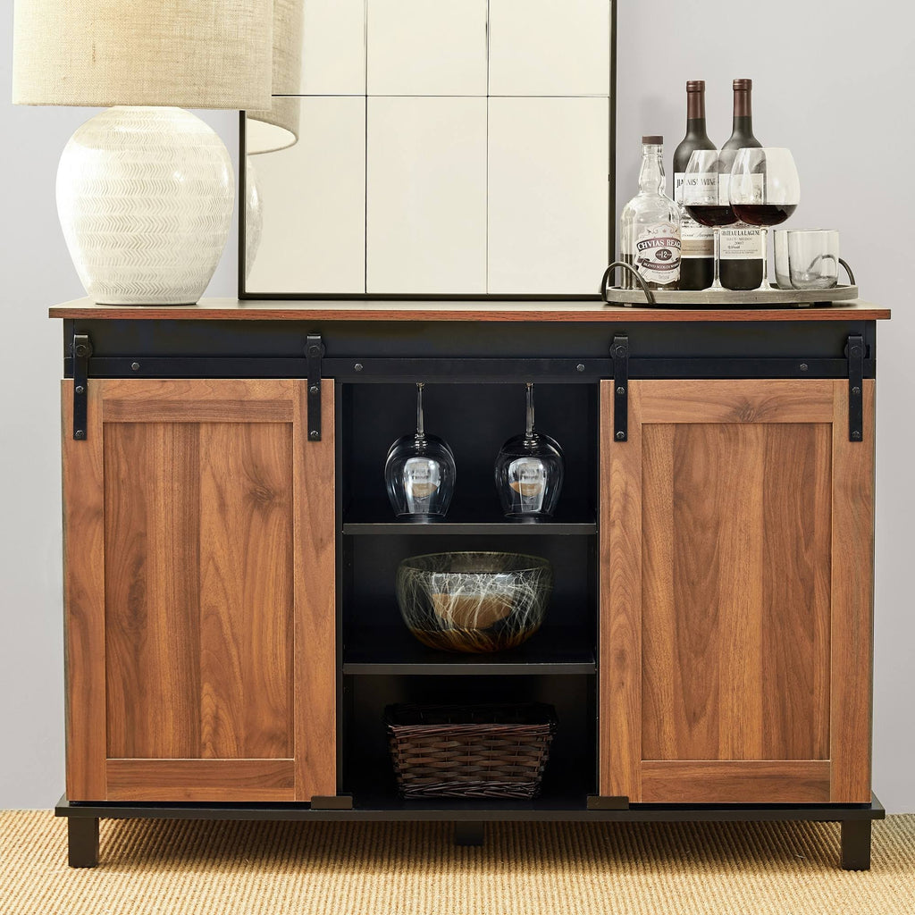 Black/Walnut Storage Cabinet Sideboard Y79064