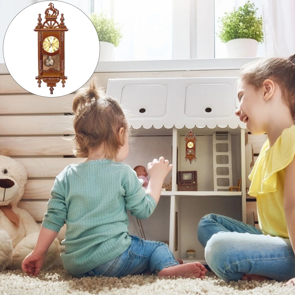 Metal Dollhouse Hanging Clock Toy Doll Furniture Q35200