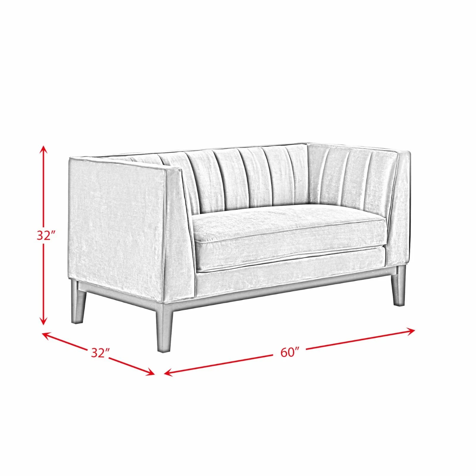 Light Grey Velvet Loveseat M3610
