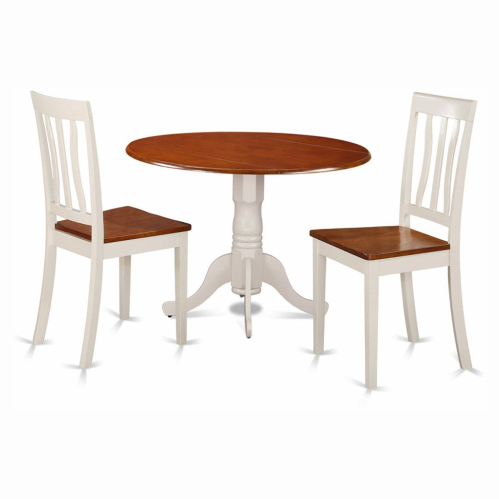 3 Pcs Dining Set with 2 Wood Chairs in Buttermilk C7547