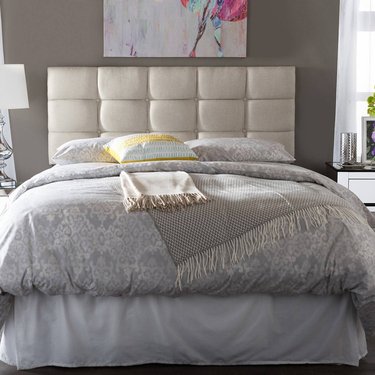 Grey Fabric Full Size Headboard H4956