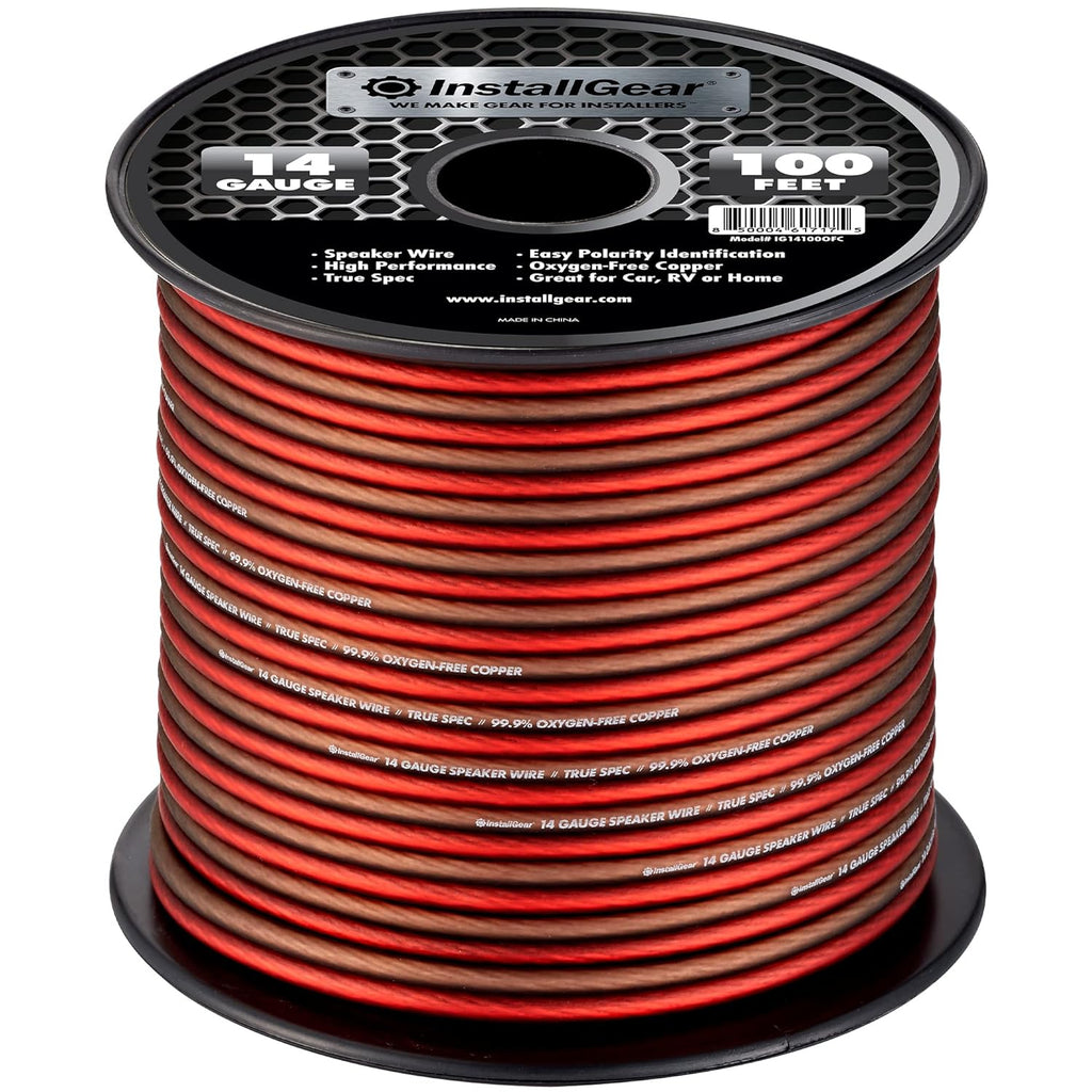 14 Gauge AWG 100ft Speaker Wire Oxygen-Free Copper Cable Red Brown Pack of 2 X9435