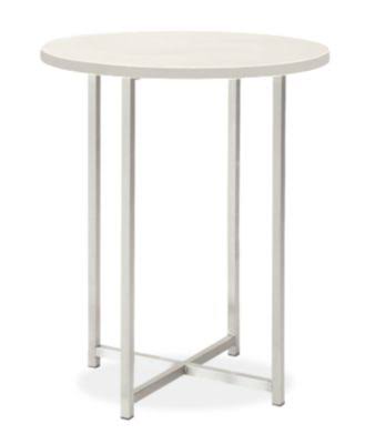 White Quartz Top Round End Table with Stainless Steel Base Y644277