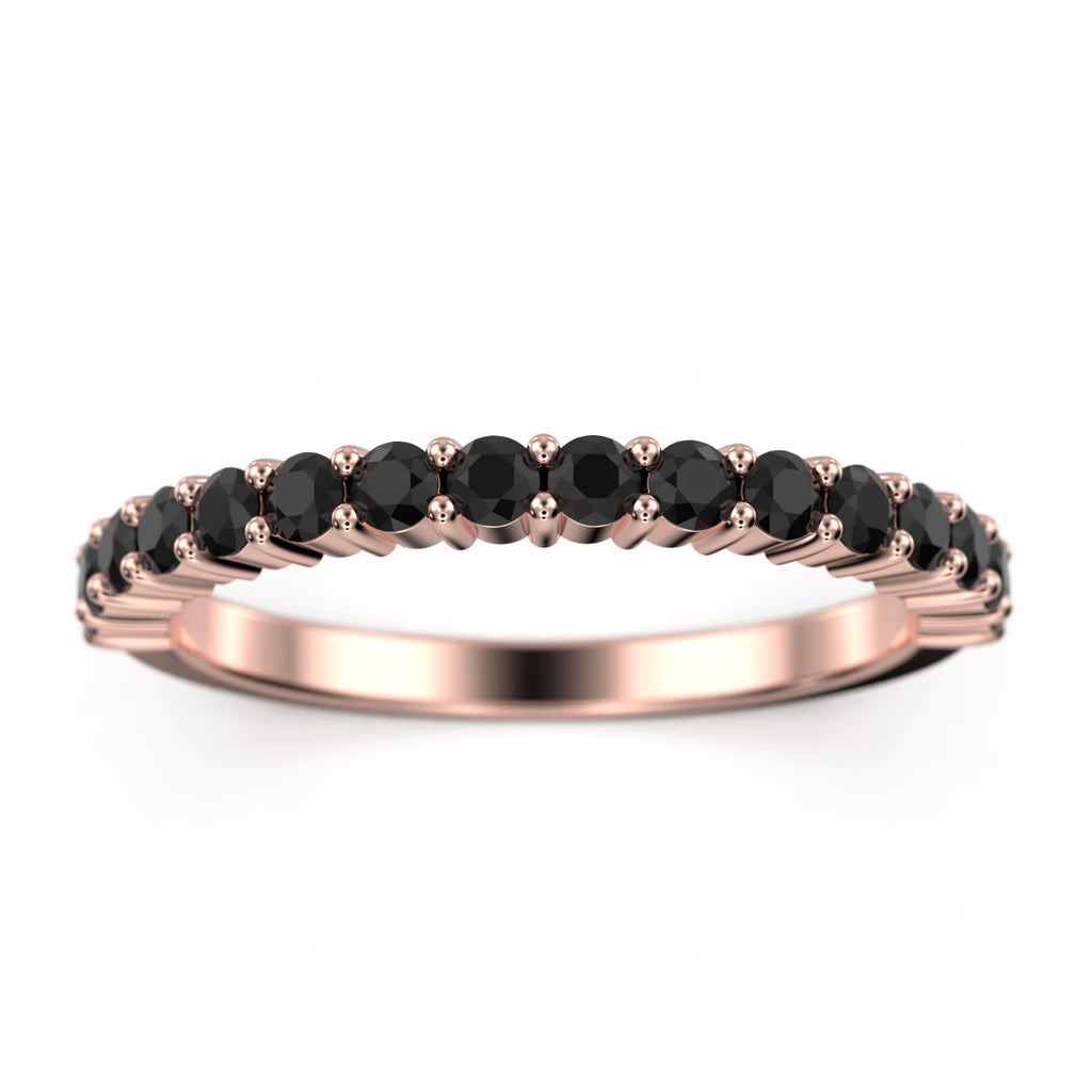 18K Rose Gold Over Silver Black Diamond Wedding Band Q874805