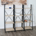 4-Tier Oak Ladder Bookshelf Metal Frame Brown Q352