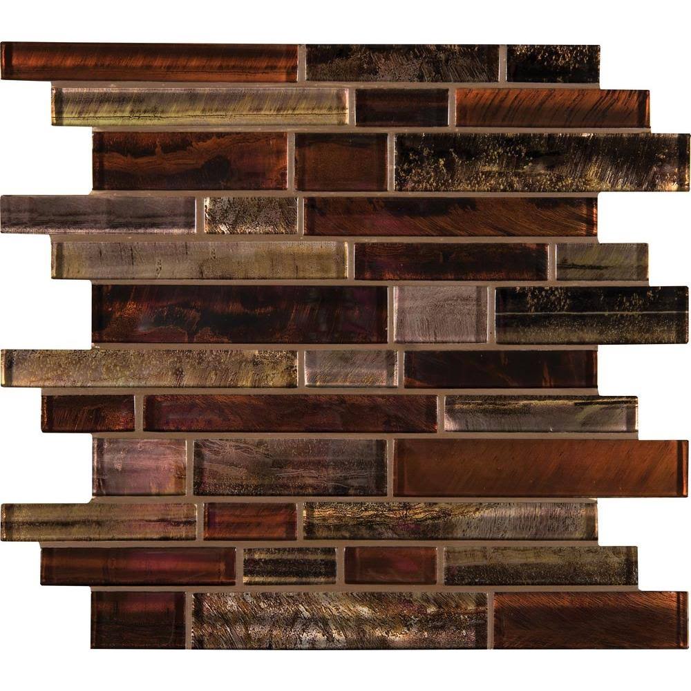 12 in. x 12 in. x 8 mm Glass Mesh-Mounted Mosaic Wall Tile V1454