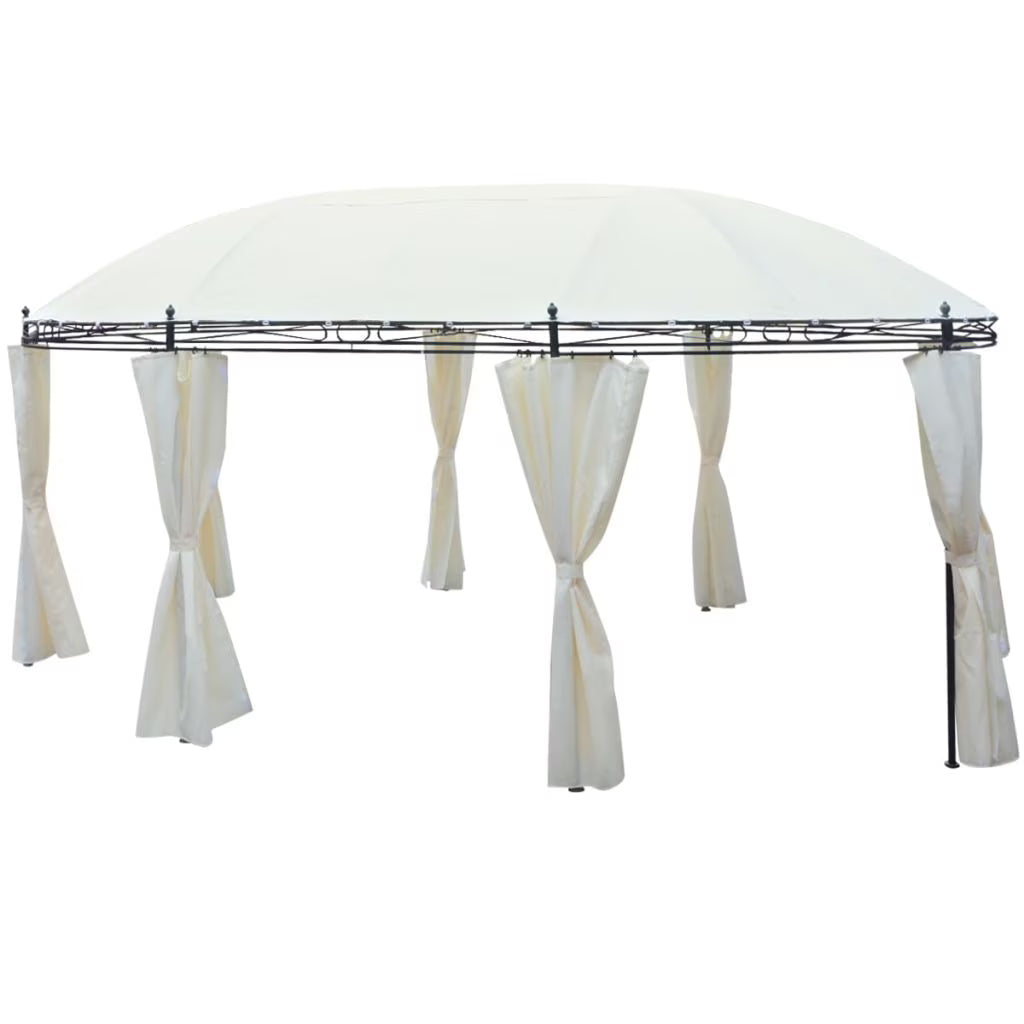 White Steel Frame Gazebo Canopy Tent Sun Shelter 208.7 x 137.8 x 104.3 Inches K260861