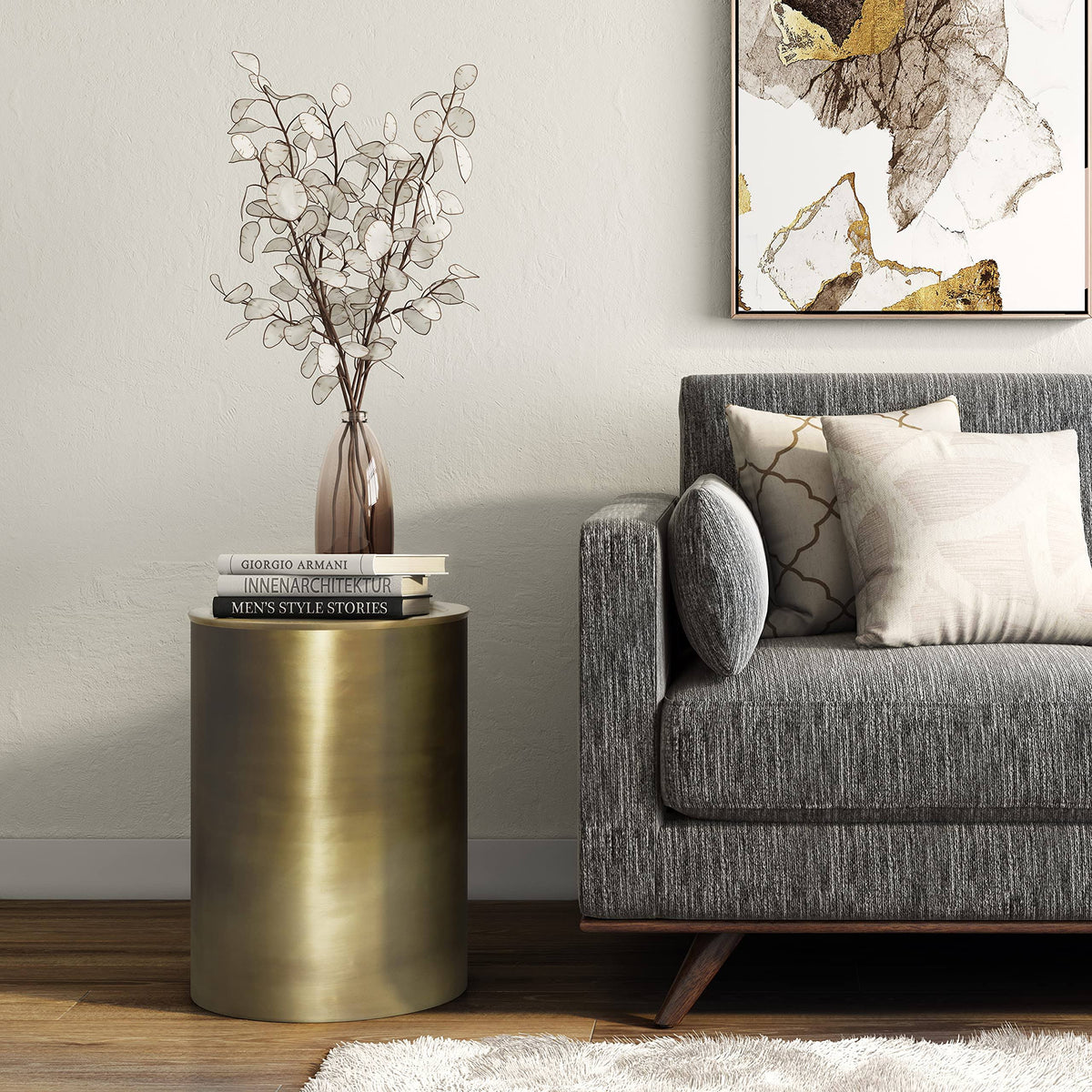 Antique Gold Metal Side Table O52915
