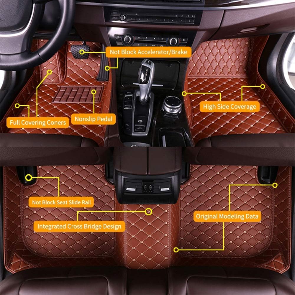 Red Waterproof Anti-Skid Leather Full Coverage Car Floor Mats L933