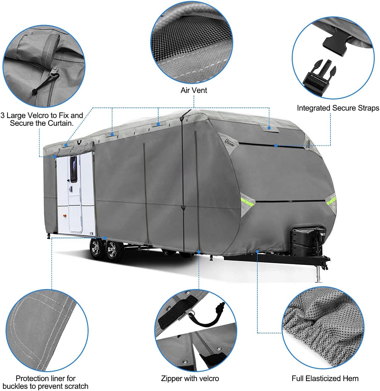 Non-Woven Fabric Waterproof RV Cover Fits 18’ - 20’ TT D837