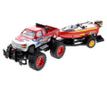 Red Black 9 Inch Truck with Detachable Trailer and 10 Inch Boat Friction Push Powered Playset L988625
