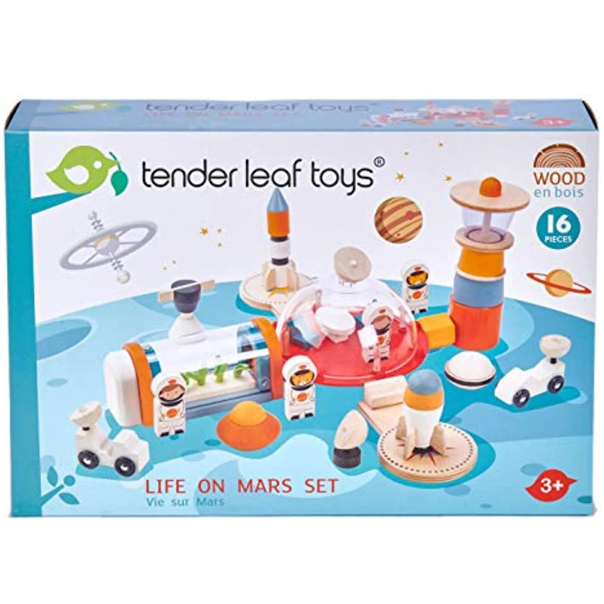16 Pc Wooden Outer Space Themed Playset Y9192