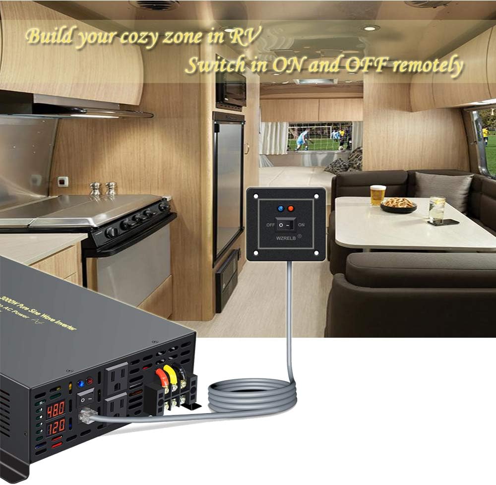 3000Watt 48V DC to 110V 120V Pure Sine Wave Power Inverter with Remote Control Dual AC Outlets and AC Hardwire Port H319058