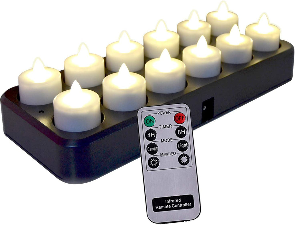 Set of 12 Amber Yellow LED Flameless Tealight Candles W39156