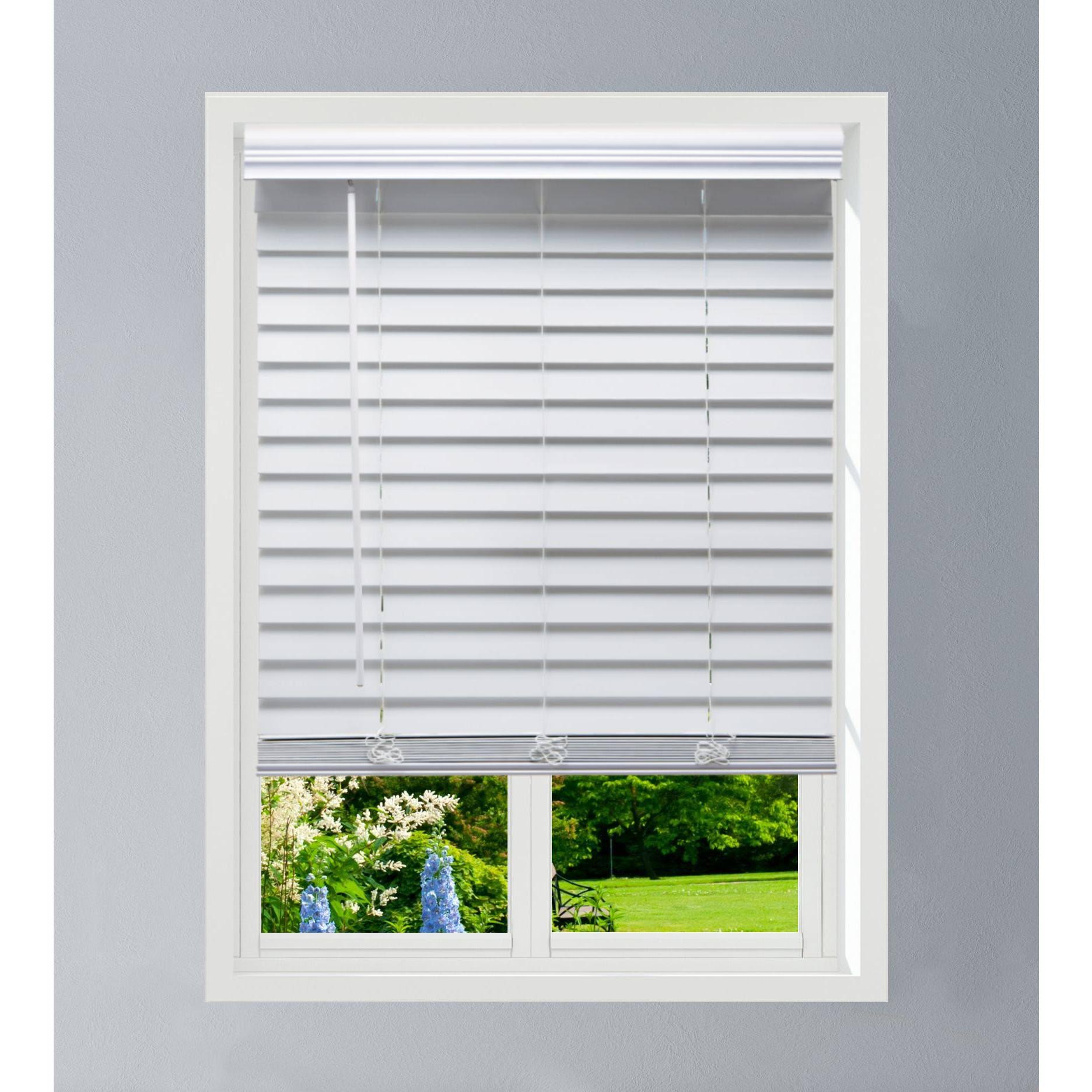 White Cordless Faux Wood Blind Z310
