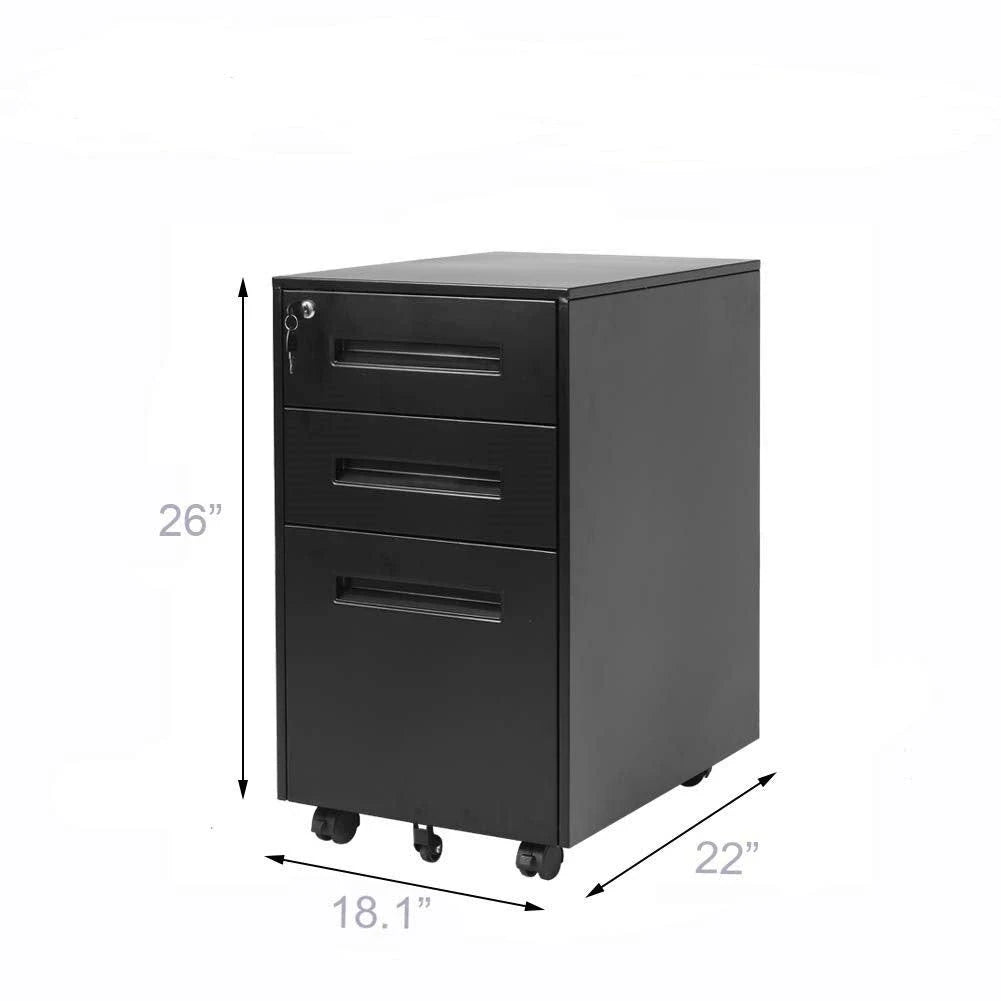 3 Drawer Rolling Metal Locking File Cabinet M274077