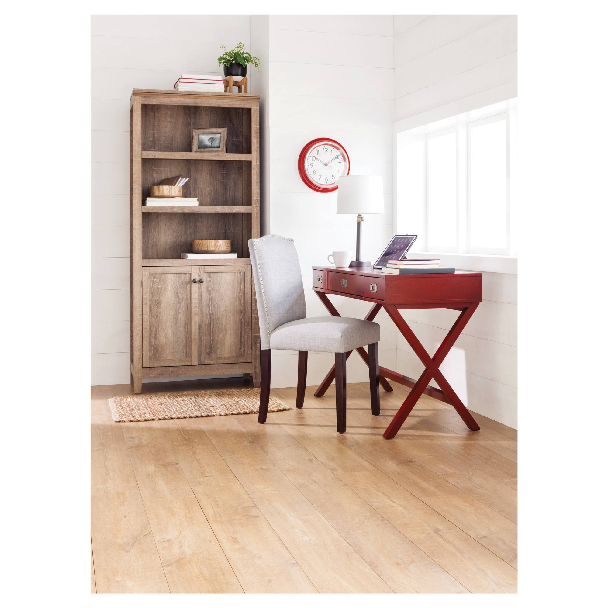 Rustic 5-Shelf Bookcase with Storage U37967