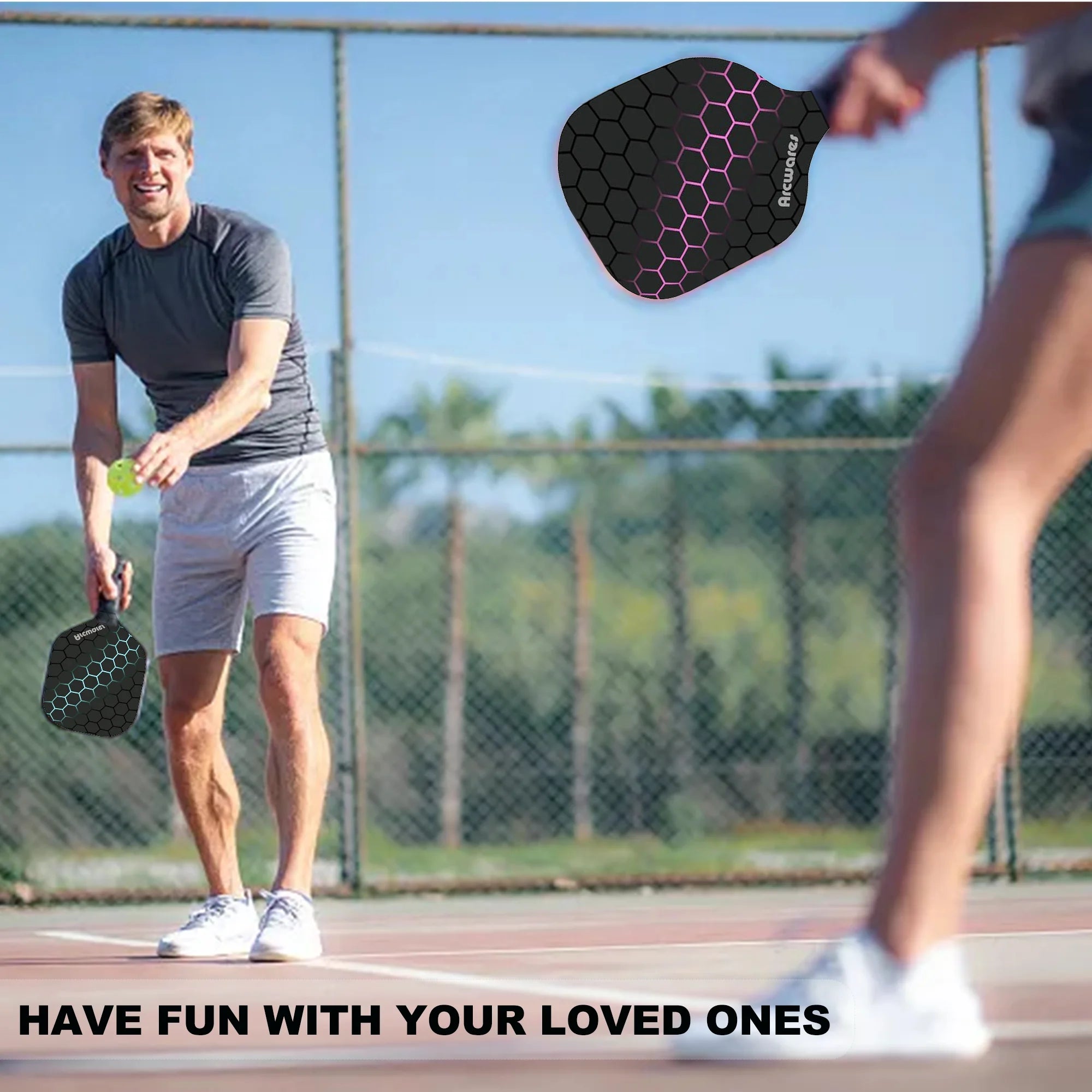 Pickleball Paddles Set of 2 with 4 Pickle Balls and Bag G826
