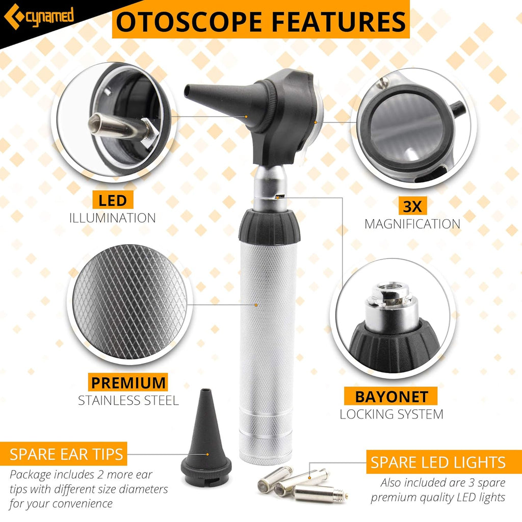 2-in-1 Ear Scope Set with Sight Chart, Replacement Tips, and Carry Case W494042