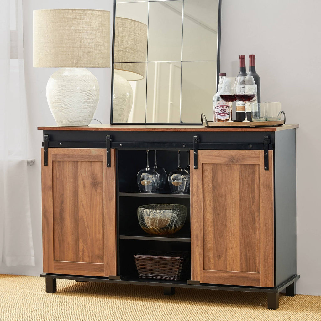Black/Walnut Storage Cabinet Sideboard Y79064