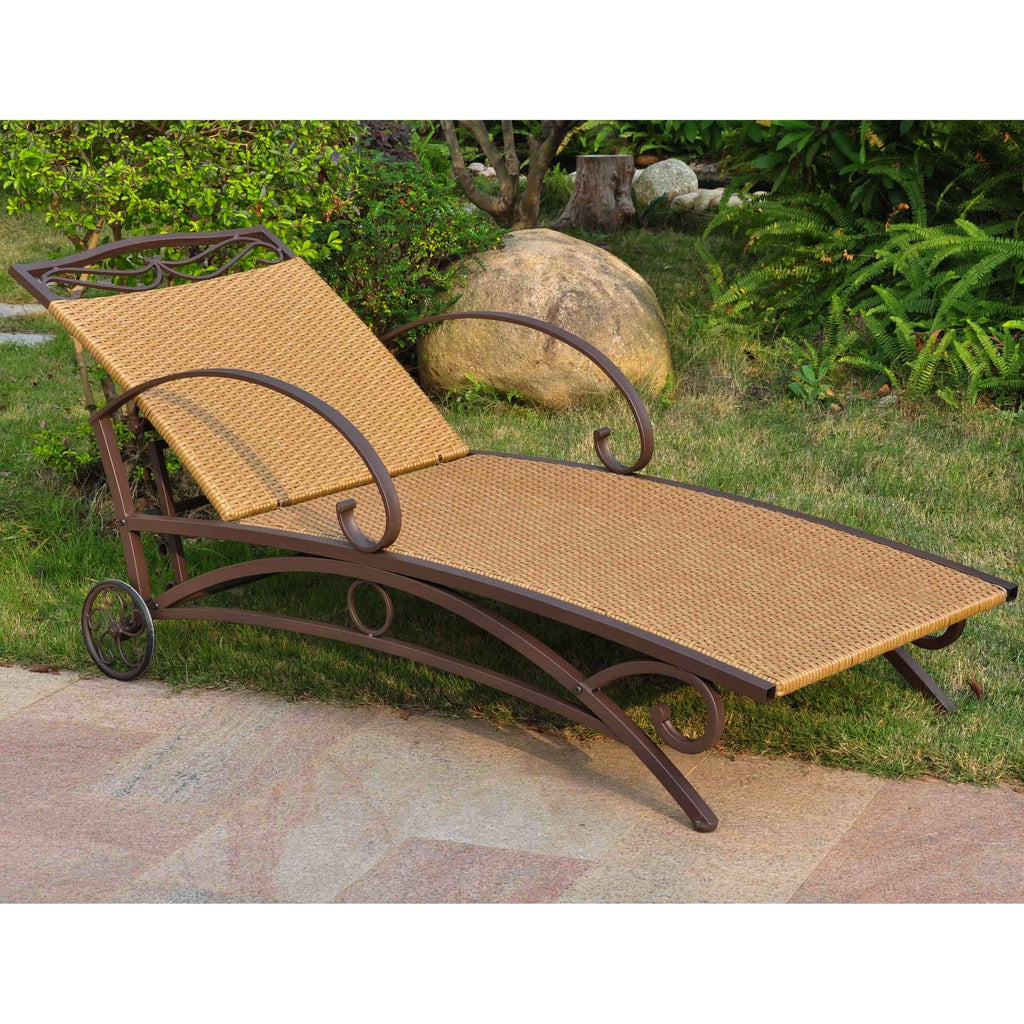 Grey Resin Wicker Steel Multi-Position Chaise Lounge N76410