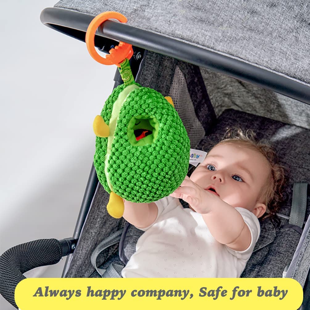 Clip on Stroller Toy with Mirror, Plush Avocado Toy Z439431