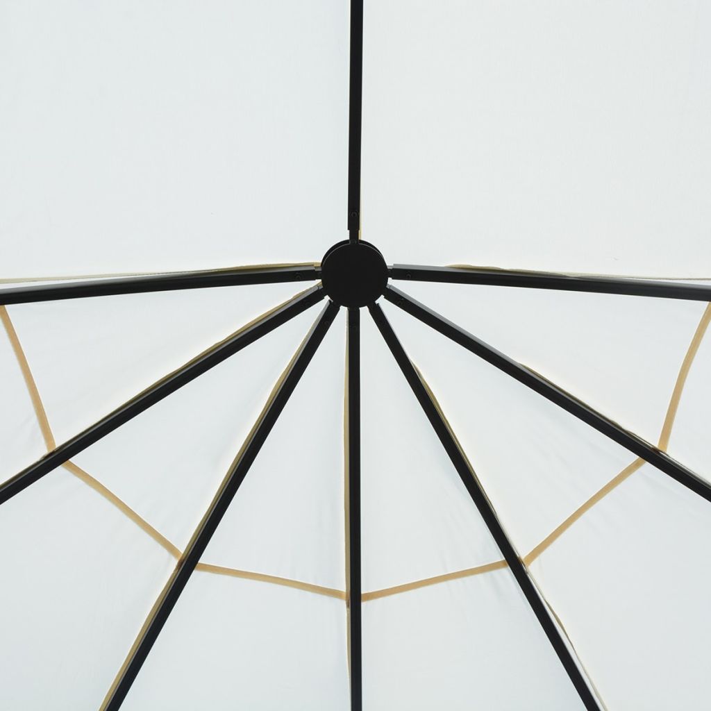 White Steel Frame Gazebo Canopy Tent Sun Shelter 208.7 x 137.8 x 104.3 Inches K260861