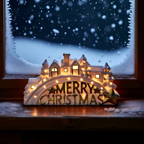 Christmas Ceramic Post Office Decoration with Lights G540