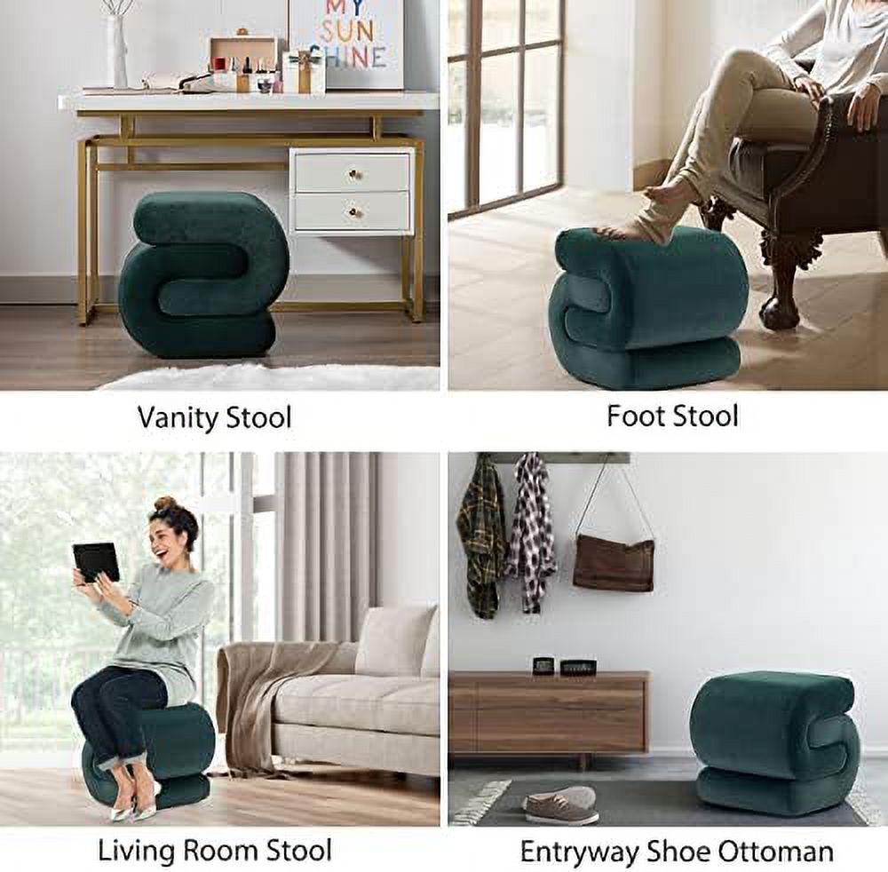 Dark Green Velvet Vanity Stool Z417