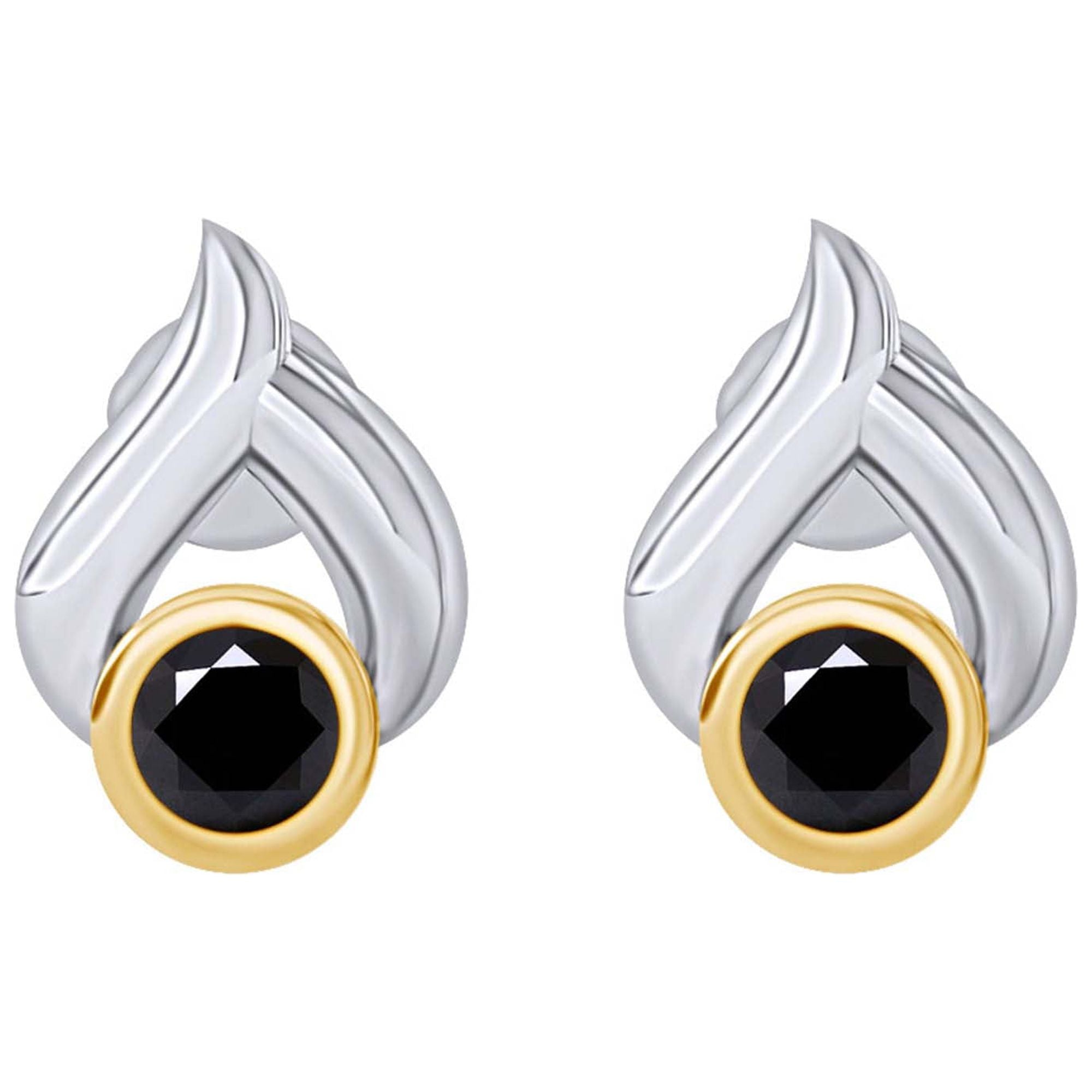 Black Natural Diamond Teardrop Stud Earrings 14k White Gold Over Sterling Silver R443147
