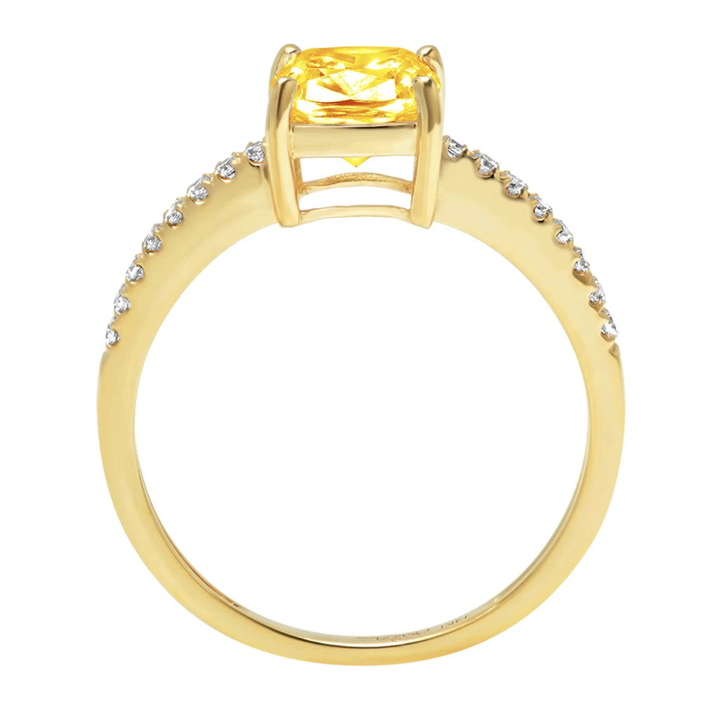 Cushion Cut Yellow Citrine 18k Yellow Gold Ring Size 3.75 R9748