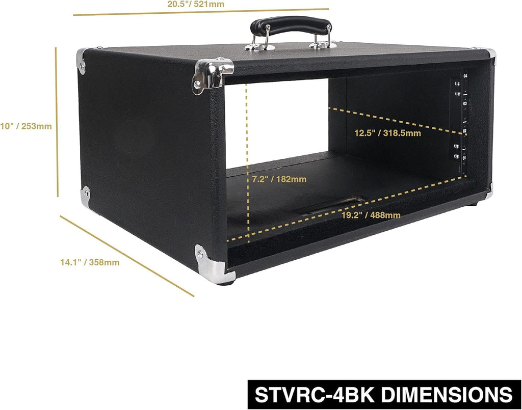 Black 4U Amp Rack Case with Rubber Feet W326