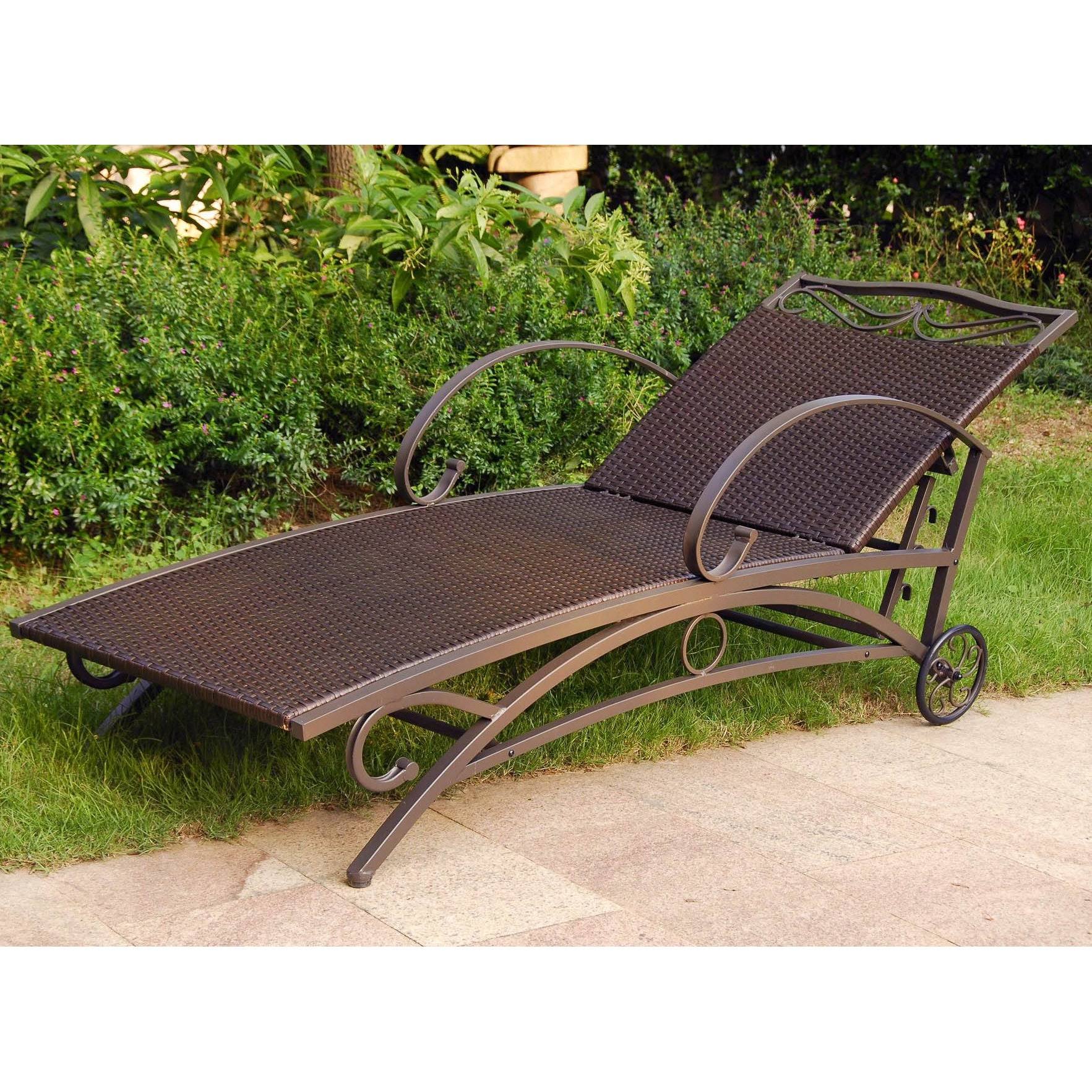 Grey Resin Wicker Steel Multi-Position Chaise Lounge N76410