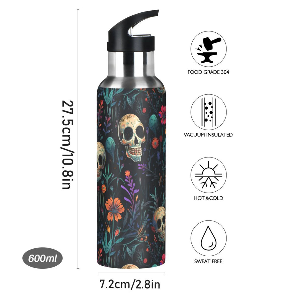 20 oz Insulated Stainless Steel Water Bottle with Straw Lid Q8720