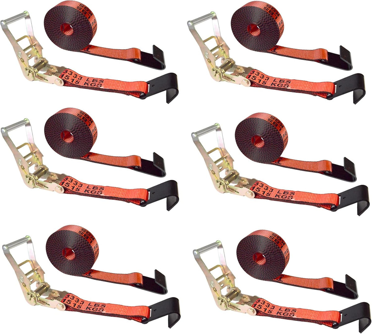 2.5" x 30' Red Ratchet Straps 4 Pack Y846