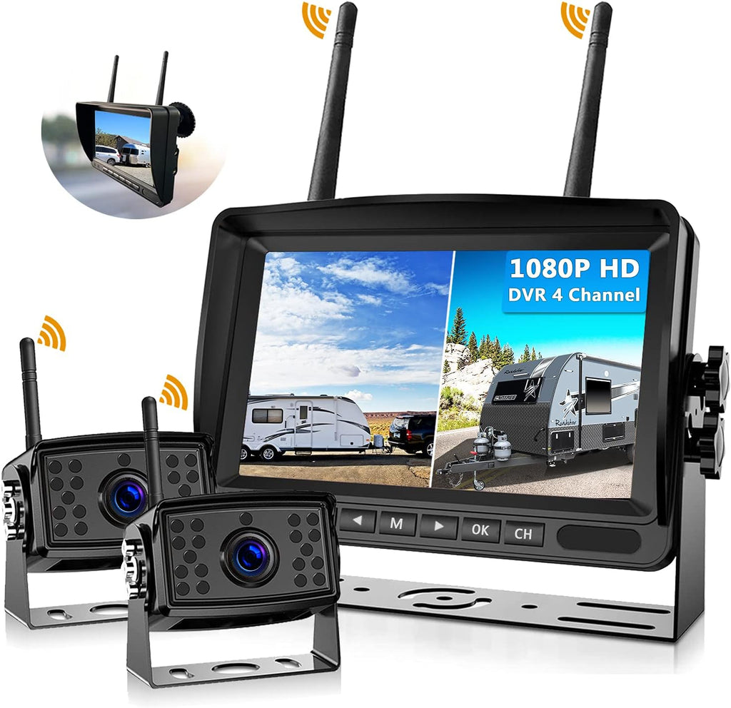 2 Digital Wireless Backup Camera System 7'' Monitor IP69K Waterproof U398095