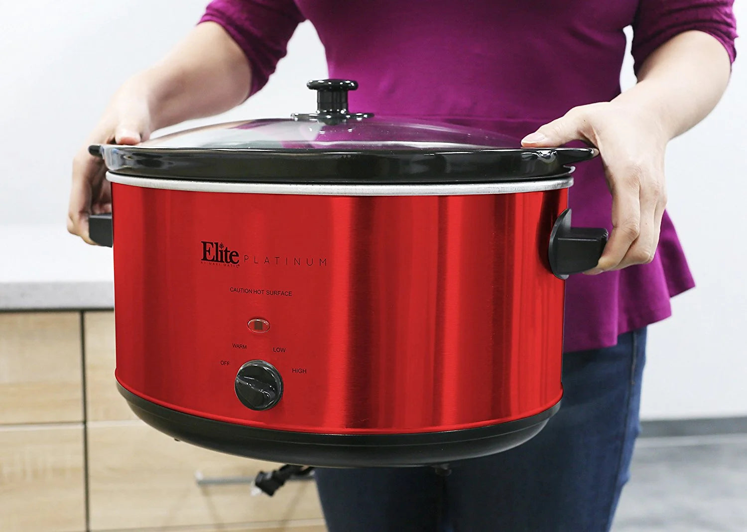 Red Stainless Steel 8.5 qt Slow Cooker B247964