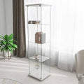 Glass Display Cabinet 4 Shelves with Door Floor Standing Curio Bookshelf P430