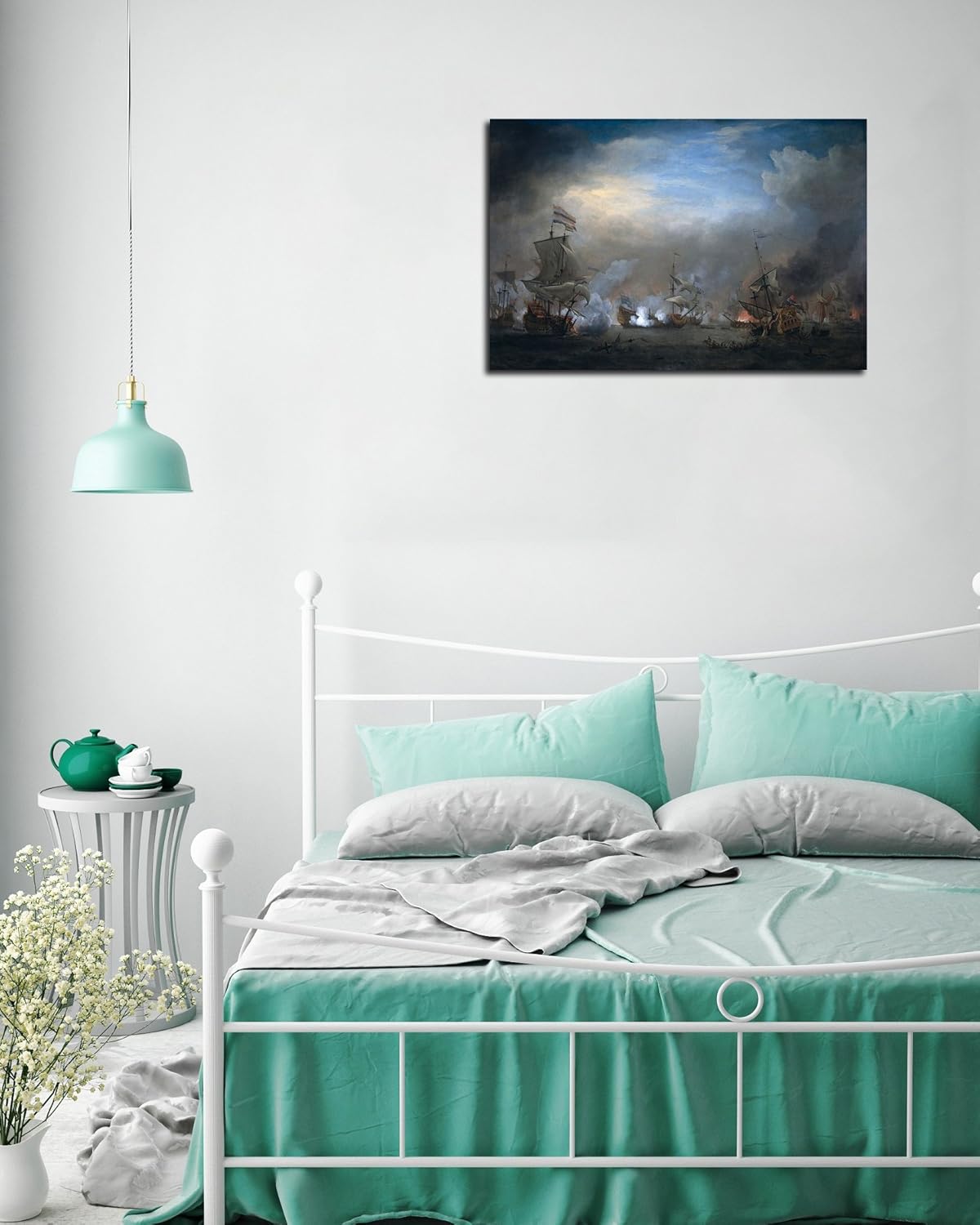Naval Battle Prints Canvas Framed Wall Decor N7611