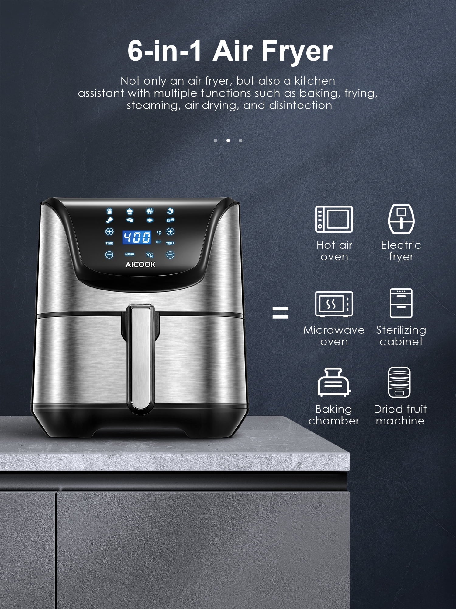 Air Fryer 5.8Qt, Dishwasher-Safe, 40 Recipe F468