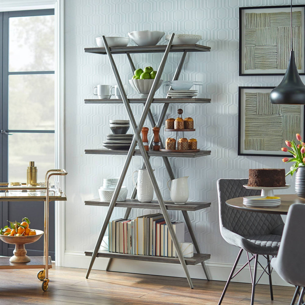 Grey 5-Tier Bookcase C445020