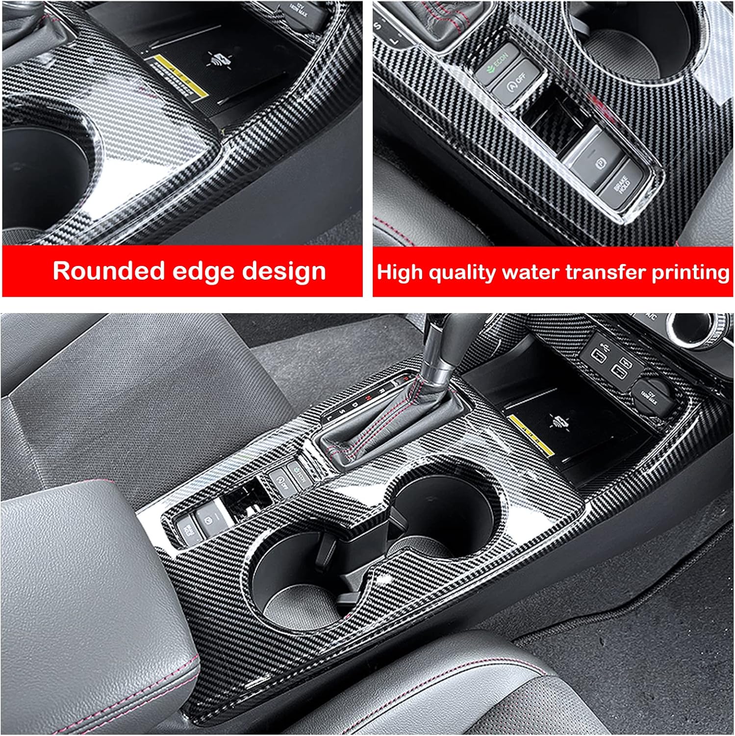 Carbon Fiber Center Console Gear Shift Panel Cover Sticker Interior Trim Decal Pack of 2 K54746
