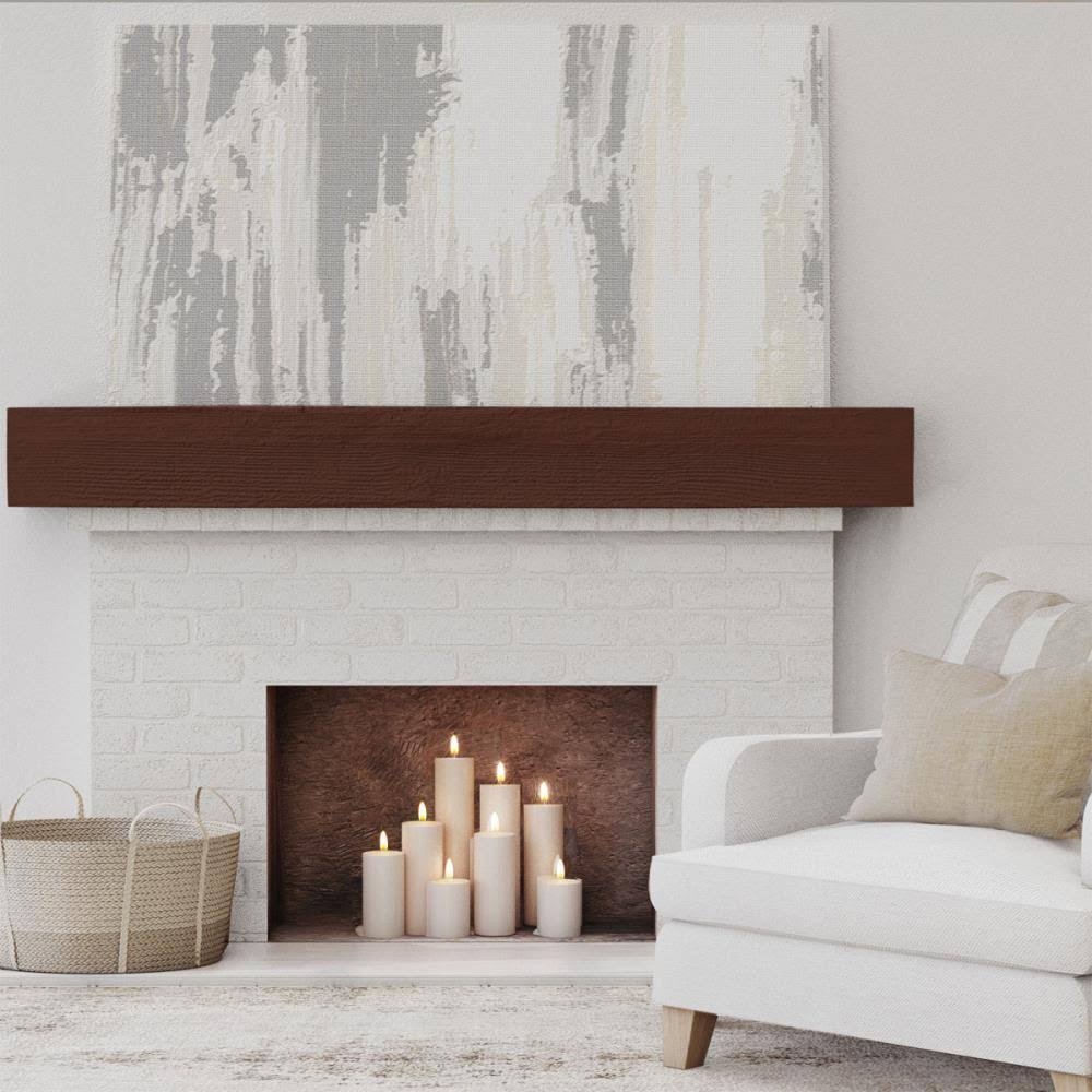 Rough Sawn Faux Wood Fireplace Mantel, Natural Pecan Y388