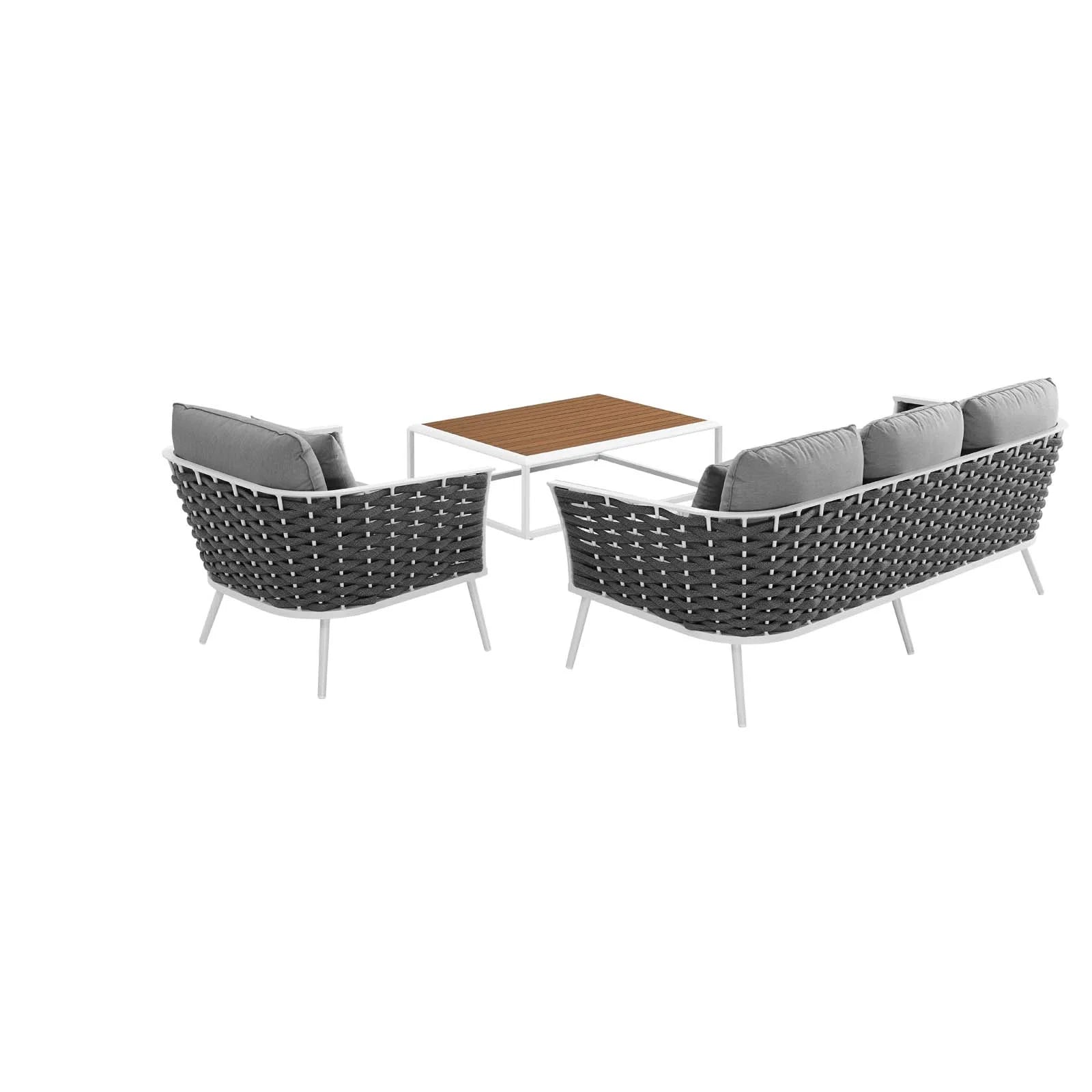 White Gray 3 Piece Outdoor Aluminum Sectional Sofa Set Z367